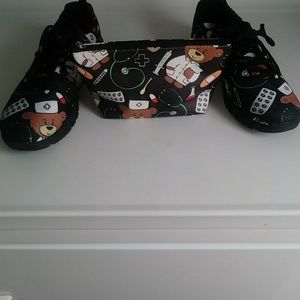 Nurse shoes/ matching clutch or cosmetic bag